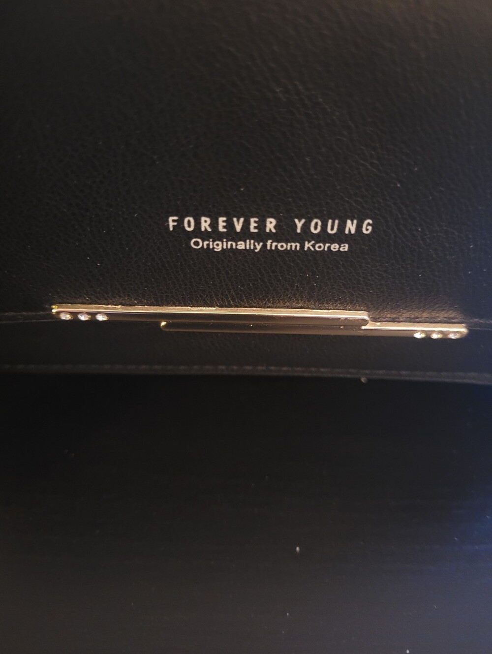 Forever Young Made In Korea  Black Leather  Crossbosy with Gold Trim